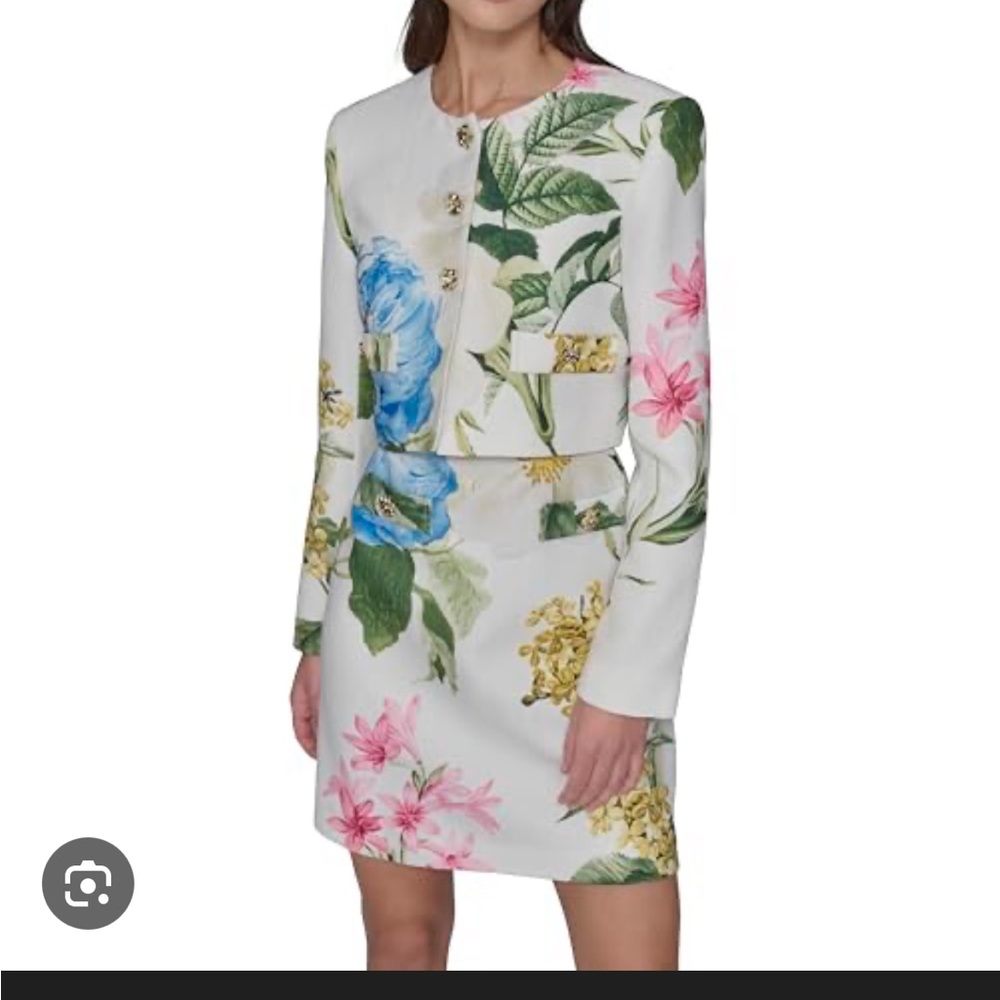 Karl Lagerfeld Floral Print Cropped Jacket